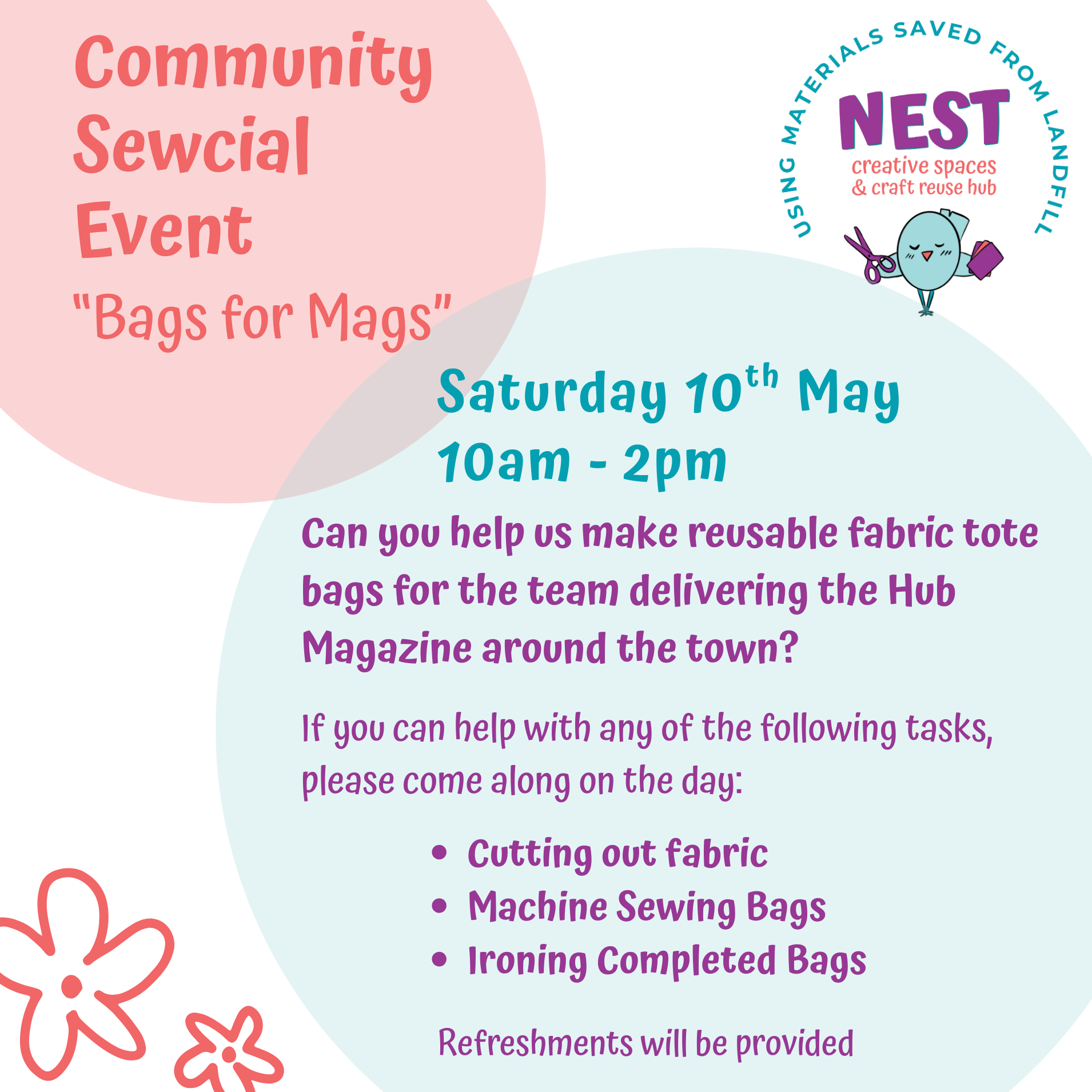 Community Sewcial Event - Bags for Mags